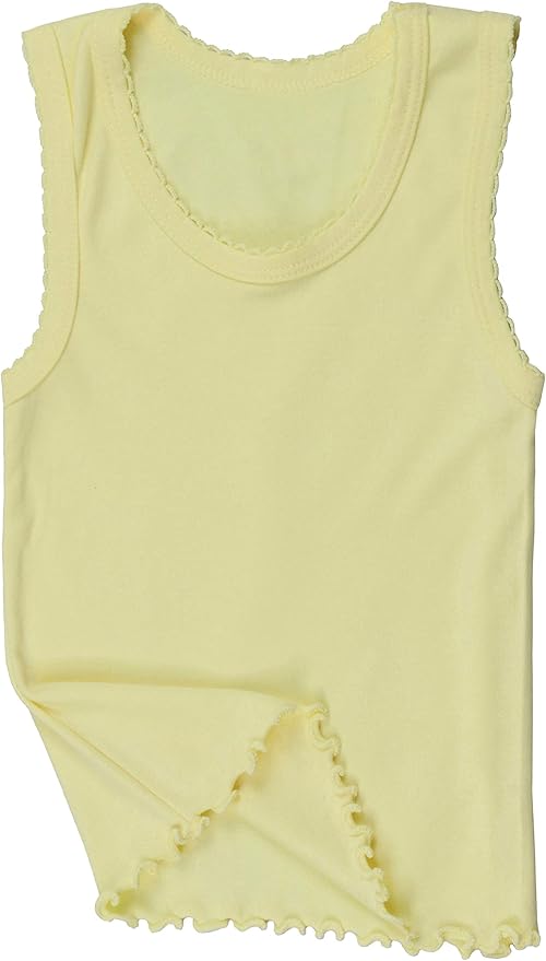 ToBeInStyle Girl's 4 Pack Ruffle Hem Cotton Tank Tops
