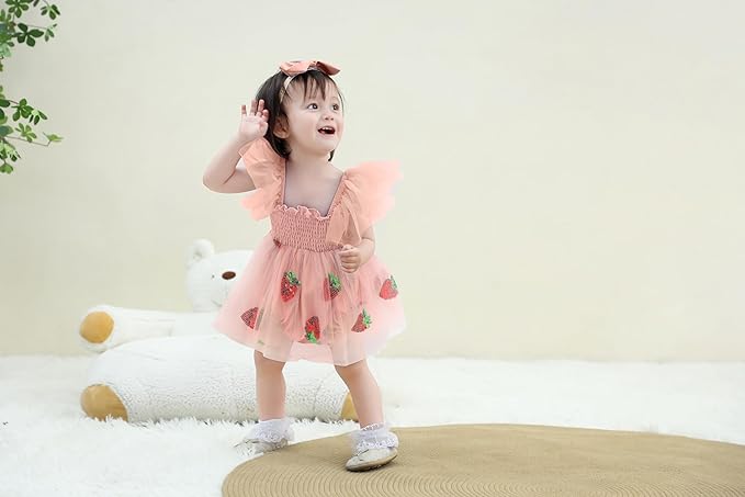 Baby Girl Clothes Infant Tulle Romper Ruffe Sleeveless Bodysuit Baby Girl Outfits Infant Girl Dress 0-18M