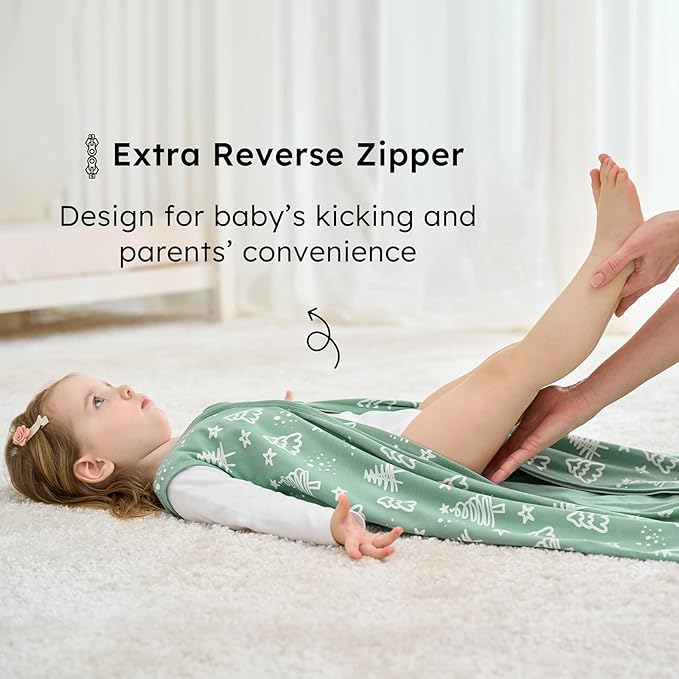 Baby Sleep Sack 6-12 months, 100% Cotton Sleeping Sack for Newborn and Infant, 3 Pack Baby Wearable Blanket for Boy and Girl, 0.5 Tog Lightweight Double Zipper Sleep Bag Green Apricot Bear