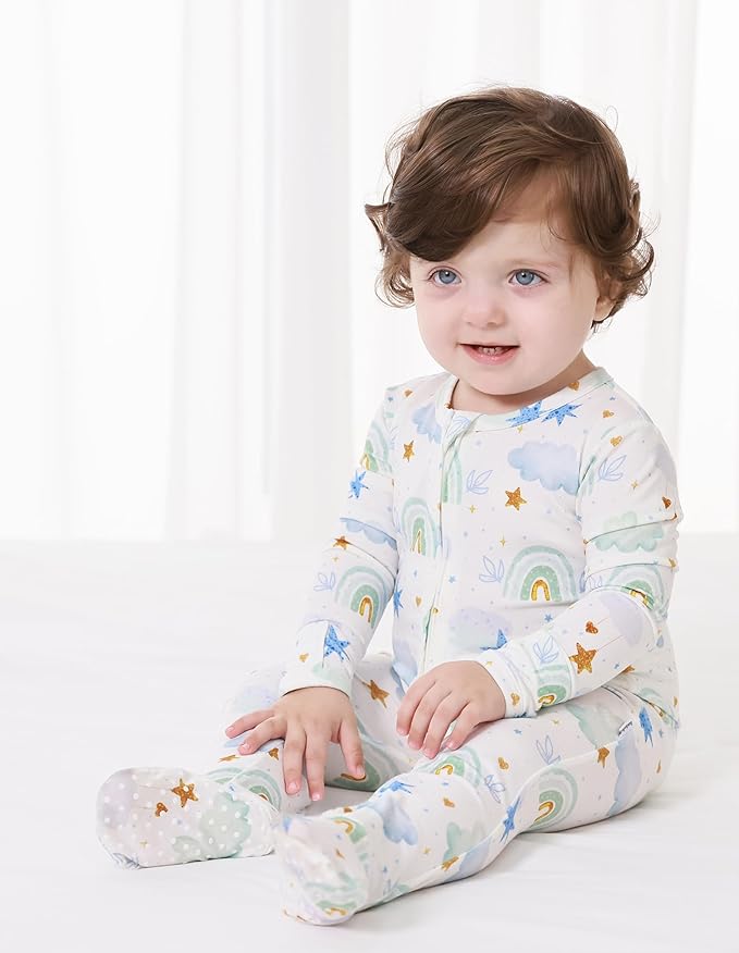 Baby Footie Romper Pajamas Unisex Newborn Infant Pjs Soft Rompers Viscose from Bamboo Sleepwear