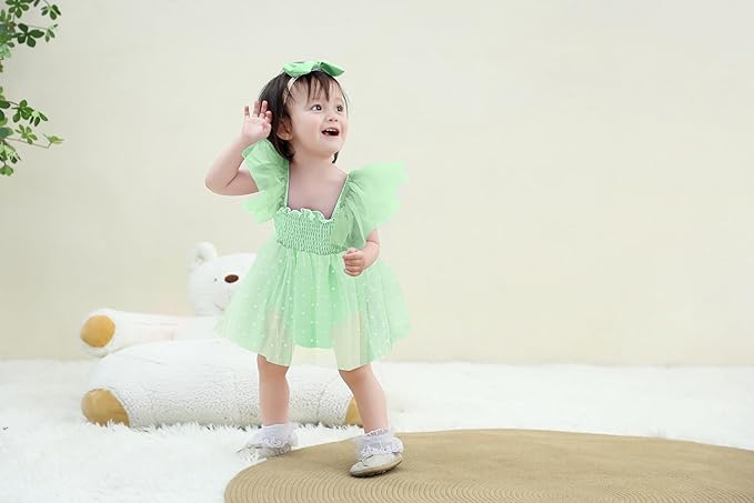 Baby Girl Clothes Infant Tulle Romper Ruffe Sleeveless Bodysuit Baby Girl Outfits Infant Girl Dress 0-18M