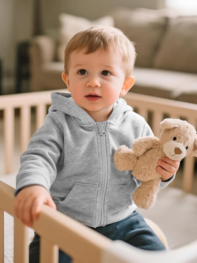 Cooraby 3 Packs Baby and Toddler Boys Long Sleeve Full-Zip Hoodies Infant Fleece Hooded Sweatshirts Jacket with Pouch Pockets