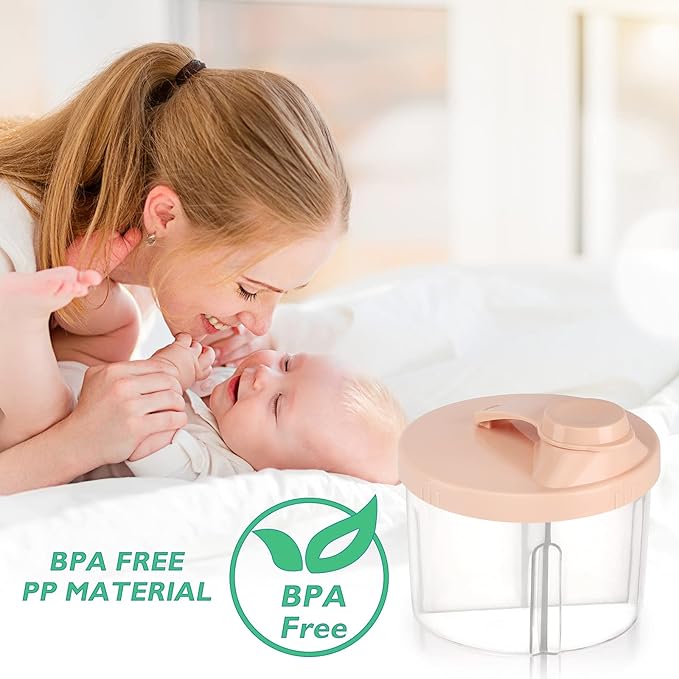 Accmor Baby Formula Dispenser On The Go, Non-Spill Rotating Four-Compartment Formula Container to Go, Milk Powder Kids Snack Container for Infant Toddler Travel Outdoor, Pink, 2 Pack