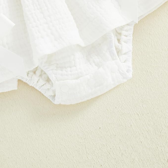 Thorn Tree Baby Girl Summer Clothes Newborn Outfit Ruffle Romper Infant Baby Dress Bow Headband Solid Cute Outfits Girls