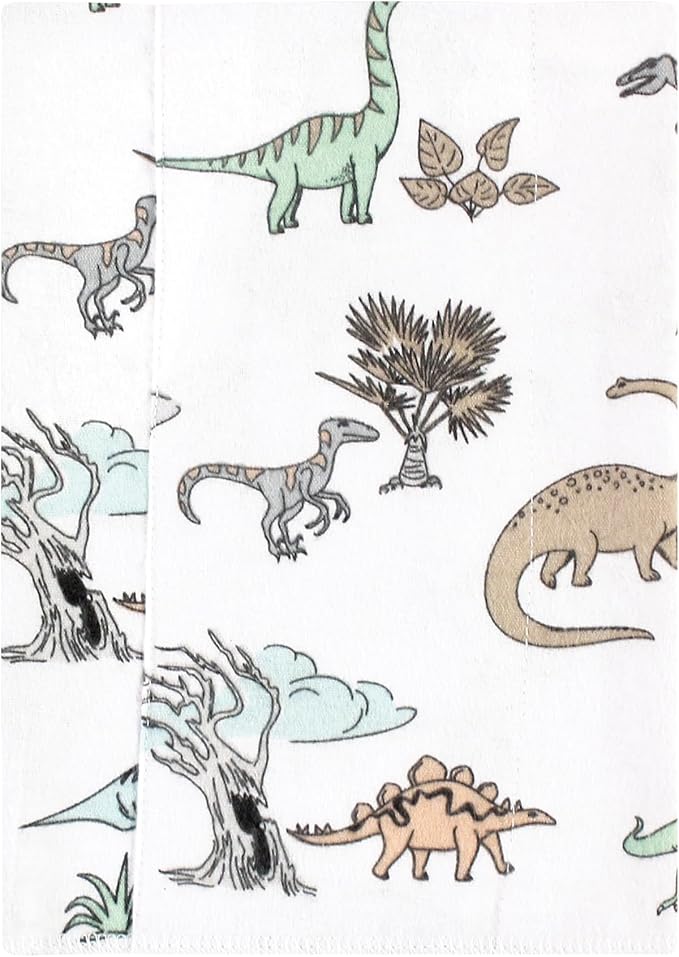 Luvable Friends Hudson Baby Flannel Burp Cloths 4pk, Gray Dinosaur Journey