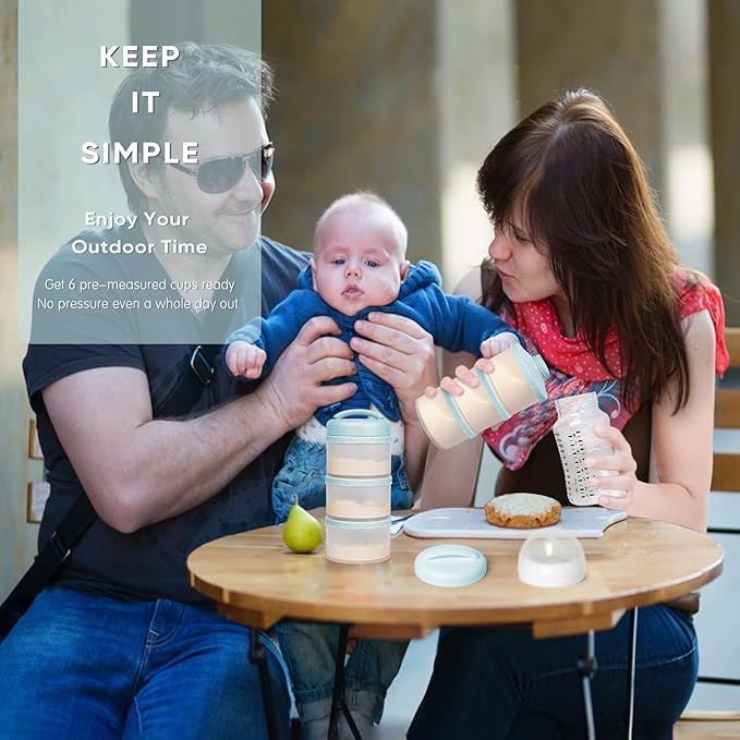 Termichy Stackable Formula Dispenser Portable Milk Powder Container, 2 Pack, Light Blue