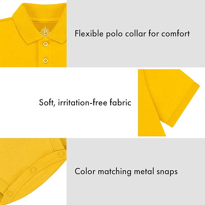 Creative Knitwear College Baby Polo Bodysuit Solid - Team Logo, Multiple Colors, for Boys & Girls (0-12 Months)