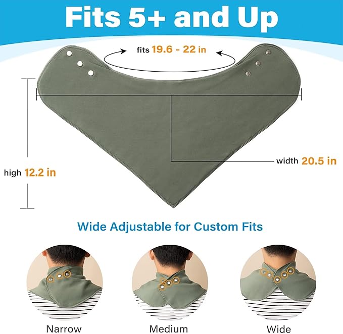 Baby Noah Adult Drool Bib for Special Needs, 3 Pack Large Elderly Bandana, Teen Bib for Women Men, Soft Absorbent Set for Kid