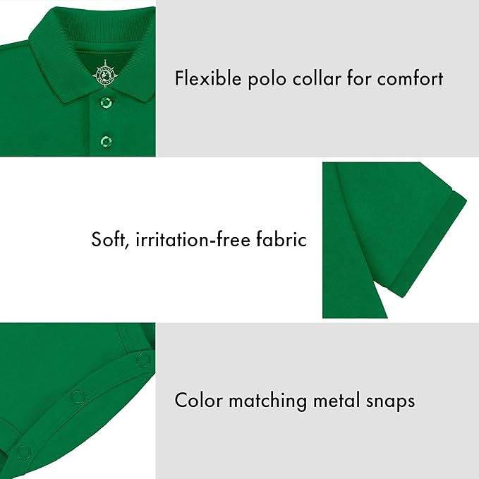 Creative Knitwear College Baby Polo Bodysuit Solid - Team Logo, Multiple Colors, for Boys & Girls (0-12 Months)