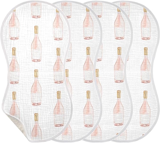 vvfelixl Watercolor Rose Wine Bottle Burp Cloths for Baby Boy Girls Baby Washcloths Burp Rags 1 Pack