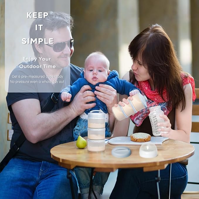 Termichy Stackable Formula Dispenser Portable Milk Powder Container, 2 Pack, Misty Blue