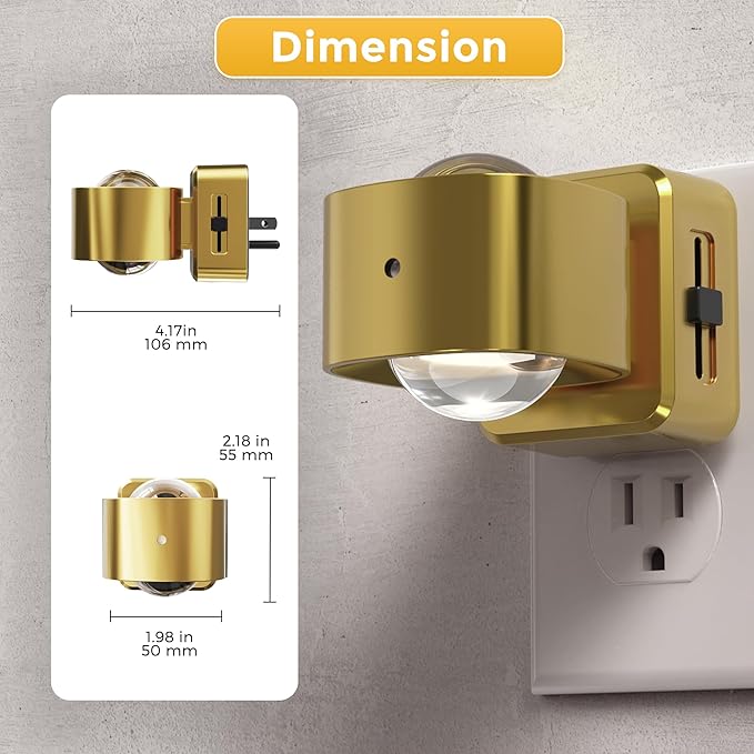 L LOHAS LED Night Light Projector, Night Lights Plug into Wall, Dusk to Dawn Sensor, Rotating Nightlight for Kids, Soft White Swivel Ambient Lighting for Bathroom, Gaming Room, Gifts,1 Pack