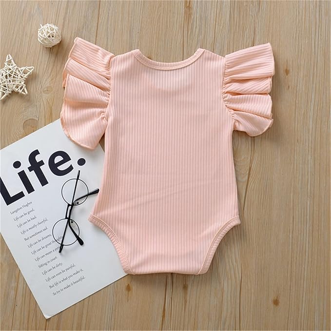 Newborn Infant Baby Girl Solid Ruffle Romper Bodysuit Jumpsuit Casual Clothes One Piece Outfit