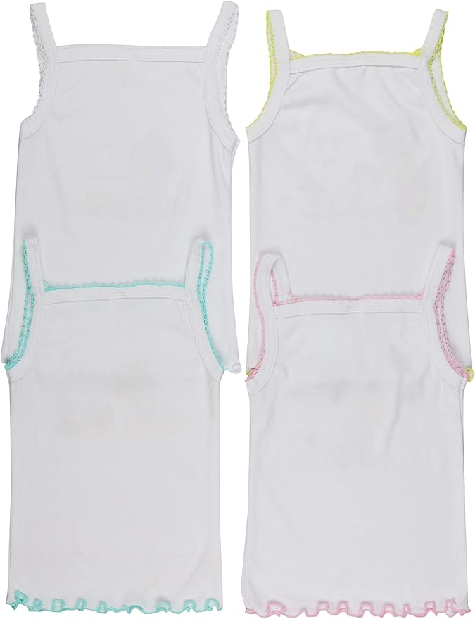 ToBeInStyle Girl's 4 Pack Ruffle Hem Spaghetti Strap Tank Tops