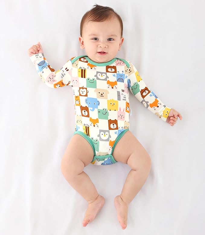 Baby Viscose from Bamboo Bodysuit for Boys Girls Long Sleeve Romper Soft Outfits for Infant One-Piece Cute Clothes