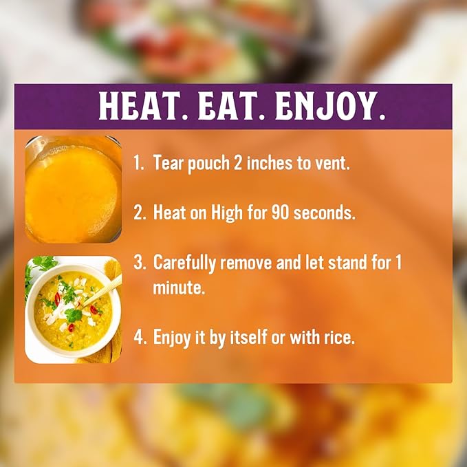 Patak’s Madras Yellow Dal - Savory Yellow Lentils in Creamy Coconut Milk w/Sweet Peppers & Spices - Vegan Microwaveable Meal for Quick Lunches or Dinners - Serve w/Rice or Naan - 10.05oz (Pack of 6)