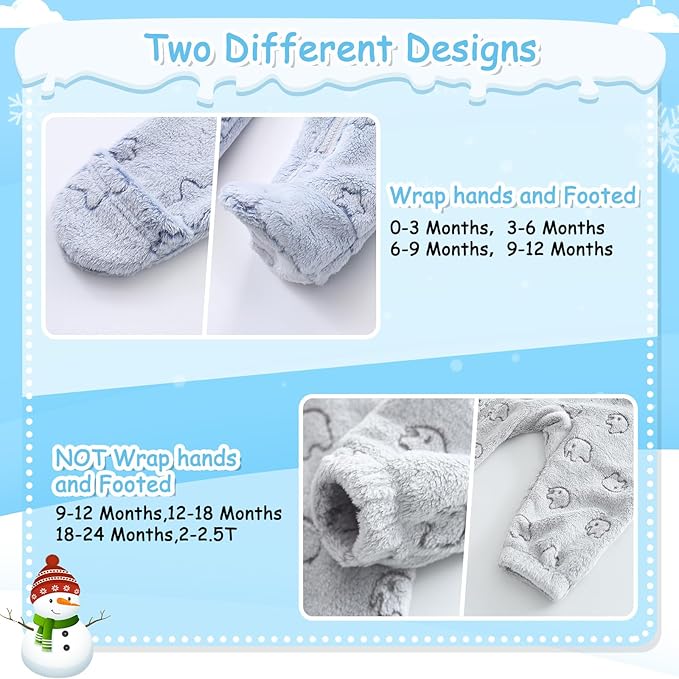 Fairy Baby Newborn Baby Bear Onesie Thin Fleece Footie Romper Snowsuit Hooded Jumpsuit Bodysuit Winter Outwear Boy Girl 0-12M