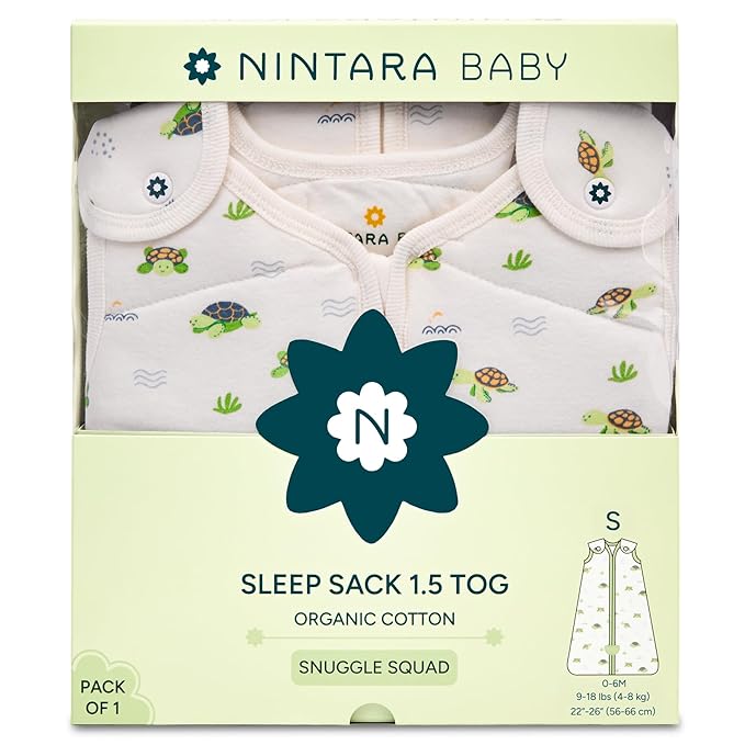 1.5 TOG Sleep Sack - Premium Organic Cotton, Soft, Breathable, Wearable Blanket for Newborns, Infants & Toddlers (0-6 Months), Unisex Baby Sleeping Bag, Gifts for Babies