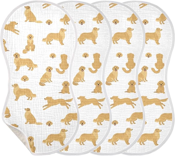 vvfelixl Muslin Burp Cloths Golden Retriever Dogs Baby Washcloths for Baby Girl Boys 2 Pack