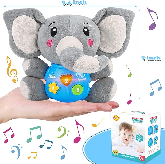 Plush Musical Baby Toys,Cute Elephant Toys for 3-6-12 Months Boys & Girls, Cute Stuffed Animal Infants Baby Toy, Elephant Baby Stuff,Toys for Infants 0-6 Months