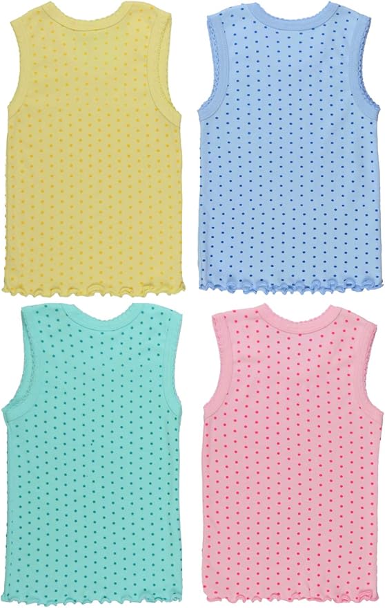 ToBeInStyle Girl's 4 Pack Ruffle Hem Cotton Tank Tops