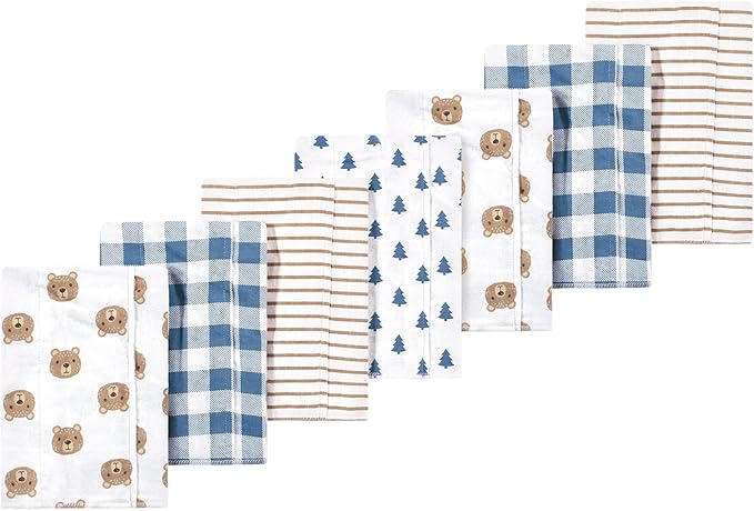 Luvable Friends Hudson Baby Flannel Burp Cloths 7pk, Blue Bears
