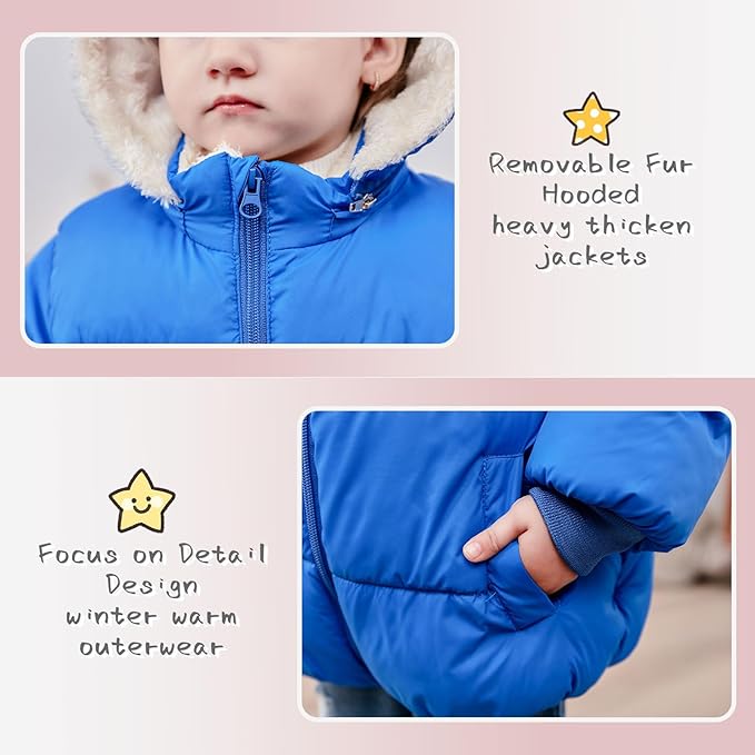 TUONROAD 1-6T Baby Girl Boy Winter Fleece Coats Toddler Warm Puffer Jackets Kids Down Alternative Outerwear