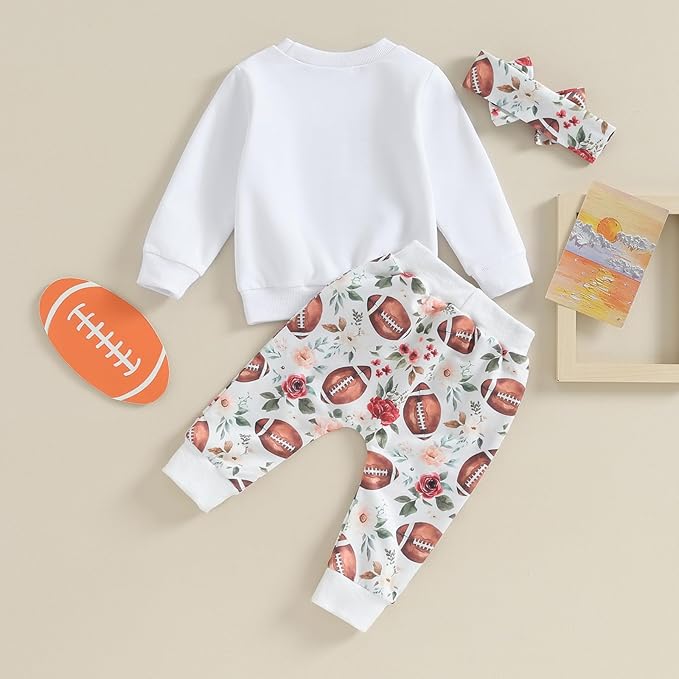 3Pcs Baby Girl Outfits Daisy Sweatshirt + Pants + Headband Infant Fall Winter Clothes