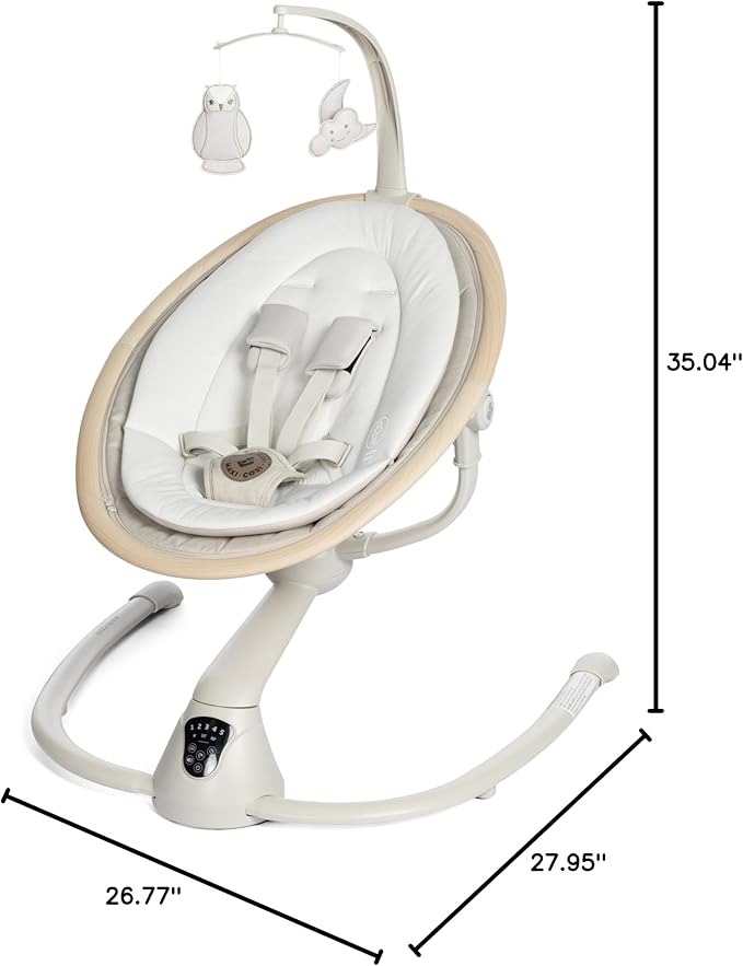 Maxi-Cosi Cassia Baby Swings for Infants: Smart Portable Baby Swing with Music, Lightweight & Foldable Baby Swing, 360 Rotation Infant Swing, Classic Oat