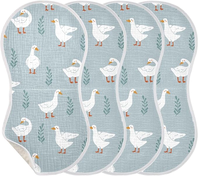 vvfelixl White Gooses Burp Cloths for Baby Boy Girls Baby Washcloths Burp Rags 1 Pack