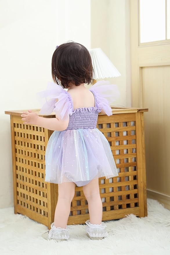 Baby Girl Clothes Infant Tulle Romper Ruffe Sleeveless Bodysuit Baby Girl Outfits Infant Girl Dress 0-18M