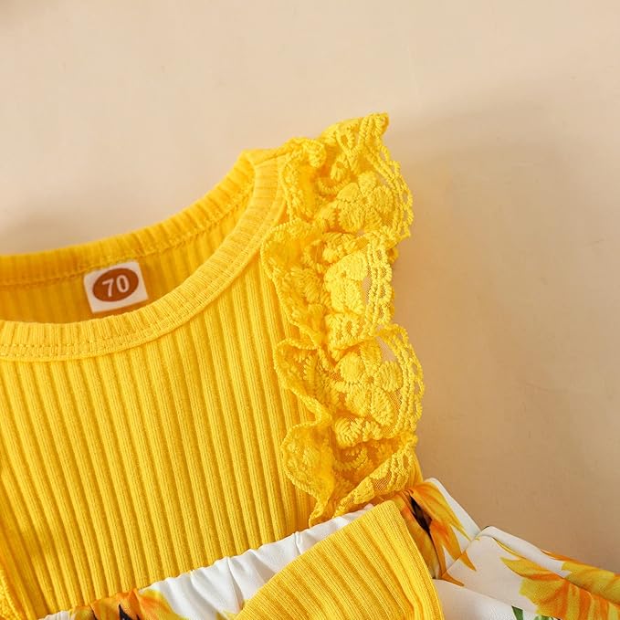 Baby Girl Clothes Newborn Romper Dress Infant Lace Ruffle Sleeveless Summer Outfits with Headband 0-12 Months