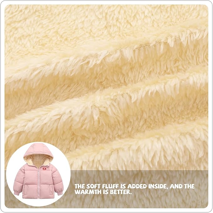Baby Girl Winter Fleece Coat Toddler Boy With Hood Puffer Jacket Down Outerwear