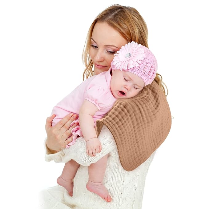 Hicarer 6 Count Muslin Burp Cloths Cotton Baby Burping Rags Large 20 x 10 Inch 6 Layers Spit up Rags Soft Absorbent Multicolor Wash Cloths Diapers for Newborn Baby Girl Boy(Cute Color Series)