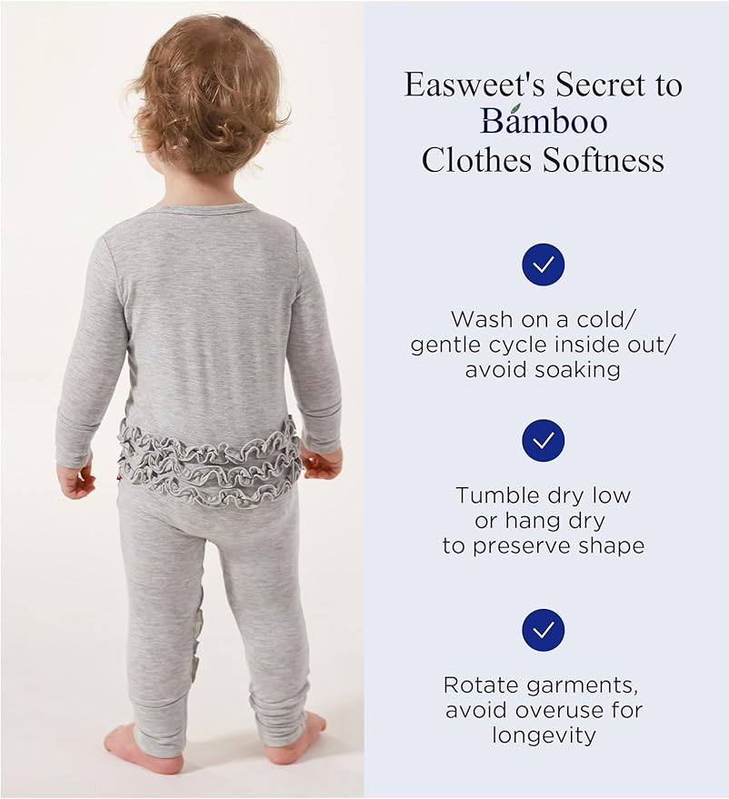 Bamboo Viscose Baby Girl Footless Pajamas Ruffled Baby Sleepers with 2 Way Zipper