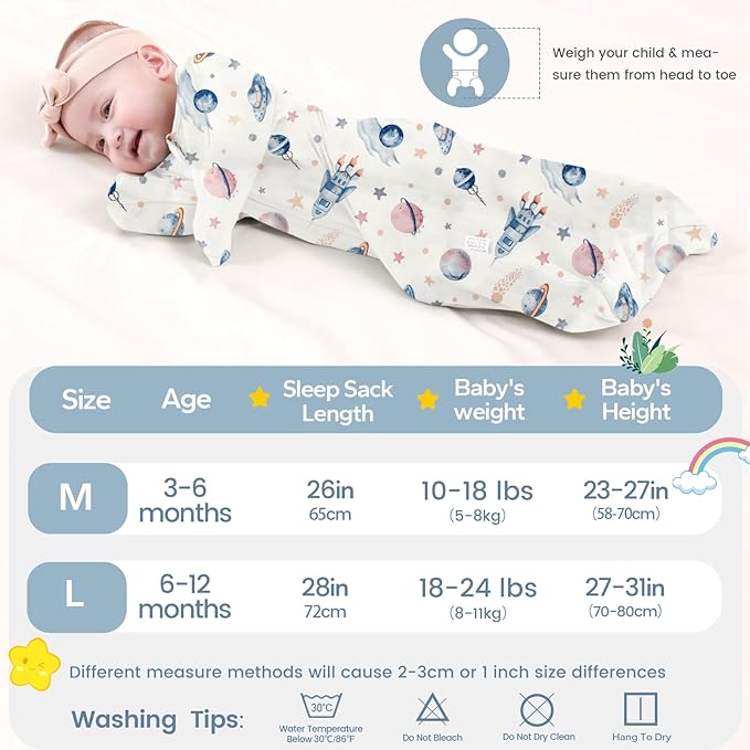 ZIGJOY Baby Transitional Swaddles for Newborns: 0.5 Tog Arms Up Sleep Sack 3-6-12 Months Soft Cotton Shark Fin 2 Way Zipper