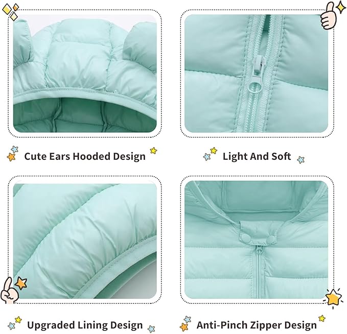 XMWEALTHY Baby Boys Girls Winter Coats Toddler Bear Hoods Down Jacket Infant Kids Light Puffer Padded Outwear 6M-3T