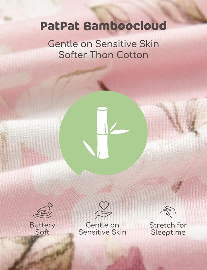 PATPAT Baby Sleeper Gown with Bamboo Viscose for Newborn Girls Boys, Knotted Nightgown with Mittens for Infant Home Coming