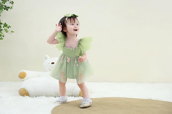 Baby Girl Clothes Infant Tulle Romper Ruffe Sleeveless Bodysuit Baby Girl Outfits Infant Girl Dress 0-18M