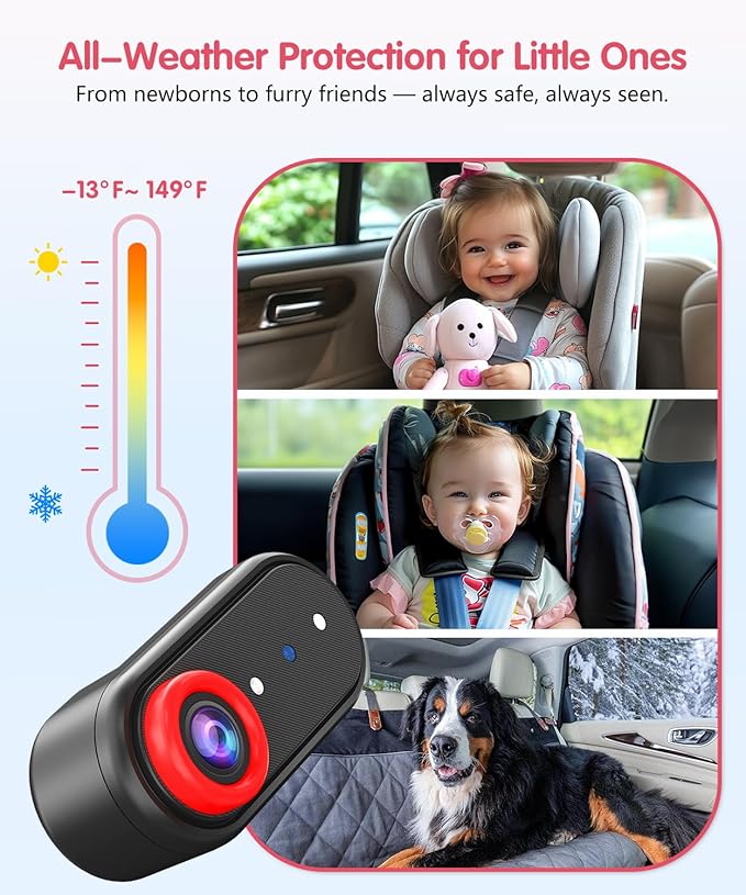 BM2 PRO Dual Baby Car Camera, 5.2" 1080P HD Display for Rear-Facing Car Seats, IR Night Vision, Anti-Shake Mount, Easy Install โ Ideal for Parents with 2 Kids and Pets