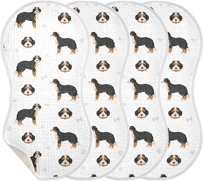 vvfelixl Muslin Burp Cloths Bernedoodle Dog Baby Washcloths for Baby Girl Boys 2 Pack