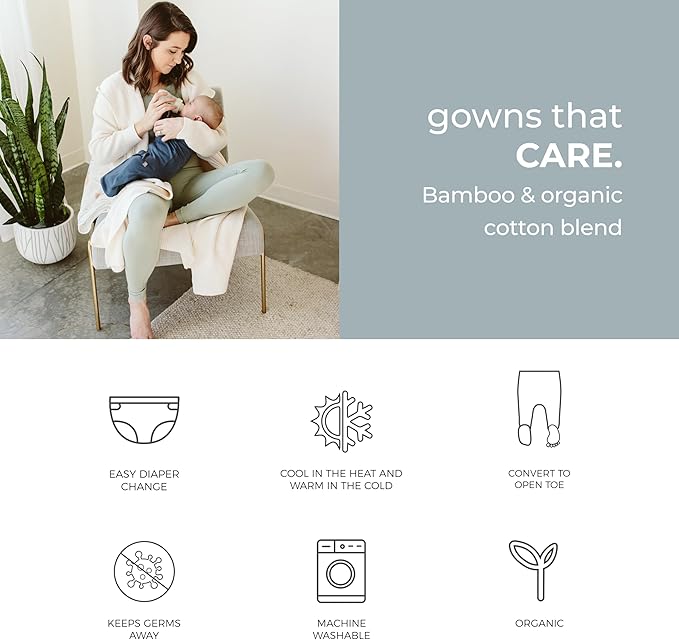 goumikids Viscose Made from Bamboo Organic Cotton Convertible Baby Gown