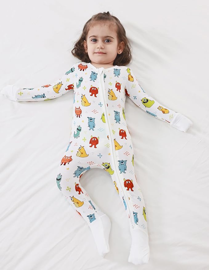 Baby Zippered Rompers Newborn Pajamas Sleepers Long Sleeve Jumpsuits Infant Zipper Romper-Viscose from Bamboo