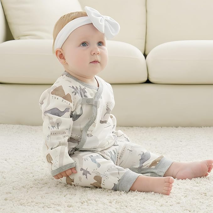 100% Organic Cotton Soft 0-6 Months Unisex Footless Newborn Baby Sleepers Pajamas Romper Boys Girls Long Sleeve