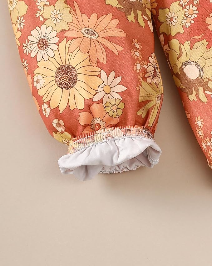 Jecson Newborn Baby Girl Clothes: Soft Cotton Infant Outfits Ruffles Sleeve Romper & Pants Set Cute Fall Home Outing 0-18M