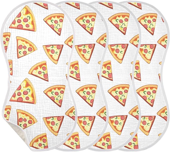 vvfelixl Sliced Pizza Cartoon Burp Cloths for Baby Boy Girls Baby Washcloths Burp Rags 1 Pack