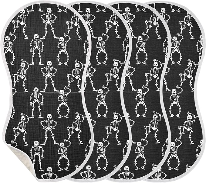 vvfelixl Muslin Burp Cloths Halloween Skeletons Baby Washcloths for Baby Girl Boys 2 Pack