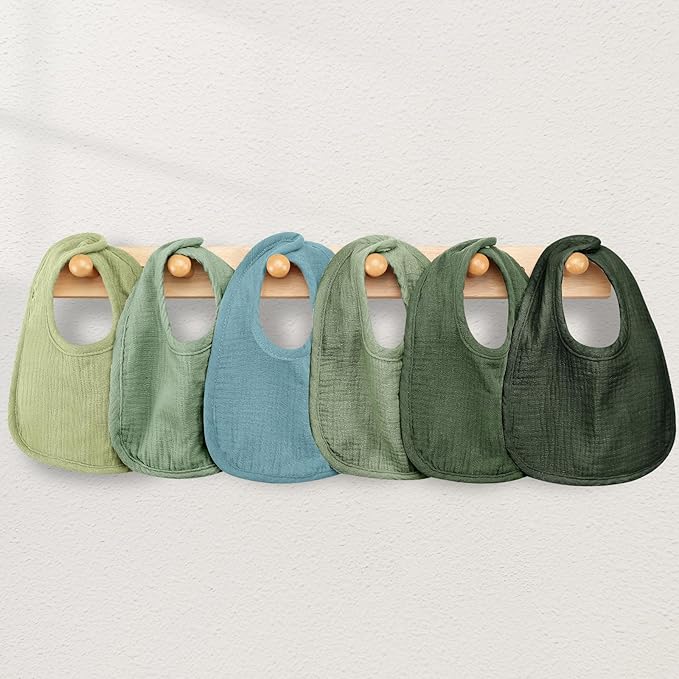 Muslin Baby Bibs for Unisex Boys Girls, Cotton Drool Bibs, Adjustable Newborn Bibs for Drooling and Teething