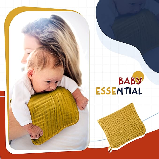 Irenare 6 Pack Muslin Burp Cloths Cotton Baby Burping Rags Large 20 x 10 Inch 6 Layers Spit up Rags Soft Absorbent Multicolor Wash Cloths Diapers for Newborn Baby Girl Boy (Multicolored)