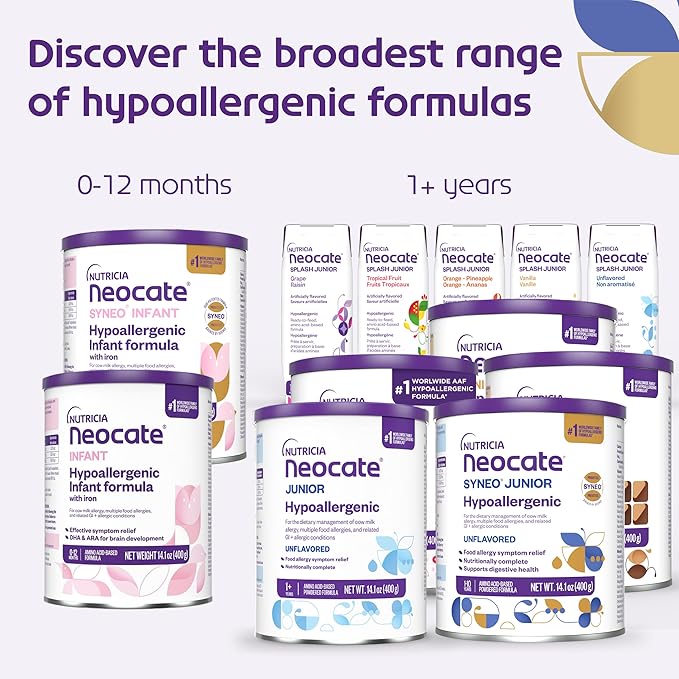 Nutricia Neocate Syneo Junior - Hypoallergenic, Dairy-free, Amino Acid-Based Formula for 1+ Years - For Toddlers, Kids & Teens - Powdered Formula - Syneo Junior - 14.1 oz can (Case of 1)